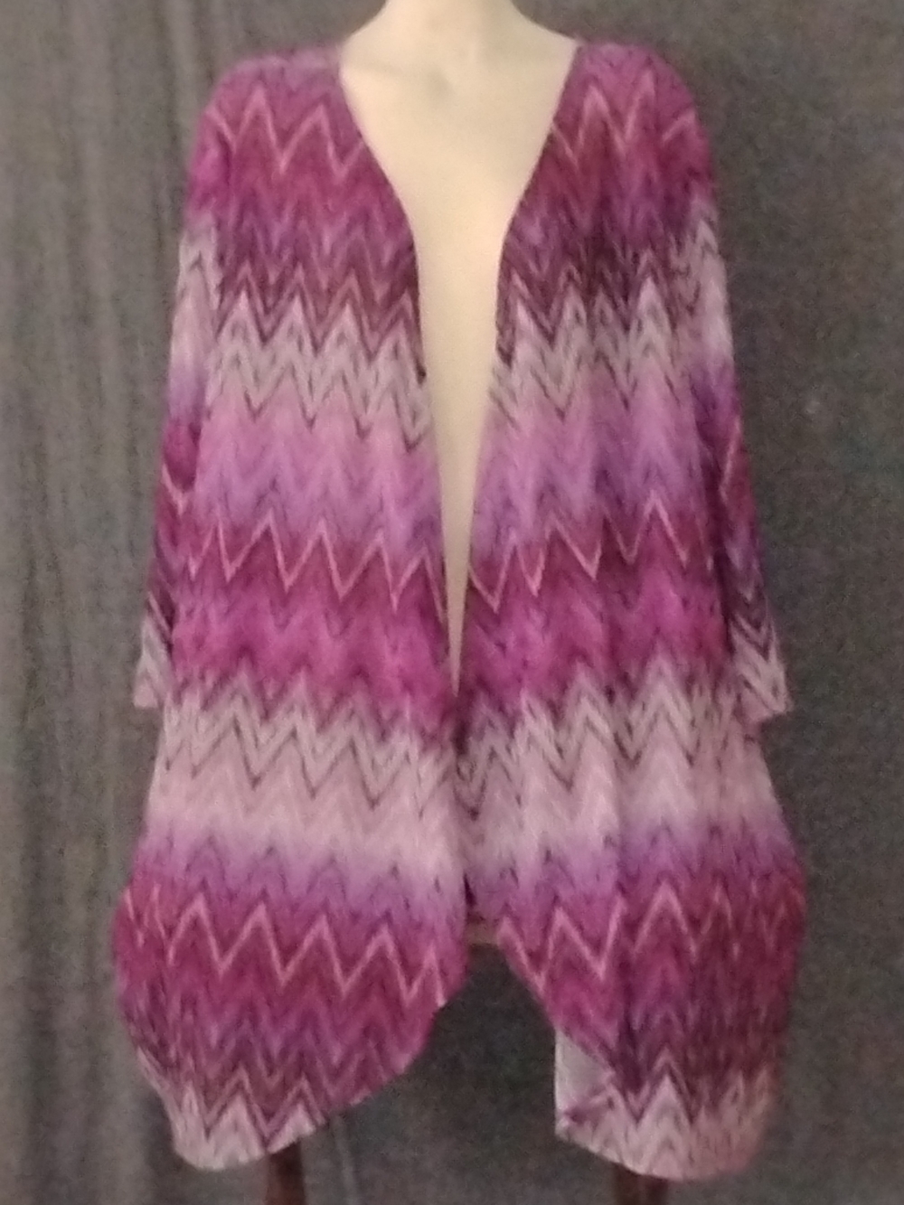 Catherines Pink and Purple Chevron Open-Front Cardigan